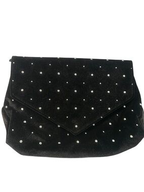 Banana Republic Black Velvet Envelope Clutch with Crystal Studs